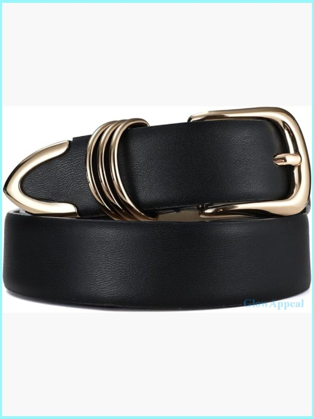 Faux Leather Belt Gold Buckle Size M Adjustable Waist Accessory